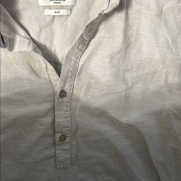 Jack & Jones premium  Light Beige Button Down Shirt JPRBLASUMMER half placket - Picture 4 of 8